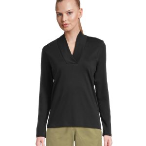 L.L.Bean Pima Shawl Long-Sleeve Cotton Tee