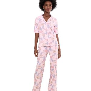 Karen Neuburger Elbow Sleeve Notch Collar Girlfriend PJ Set